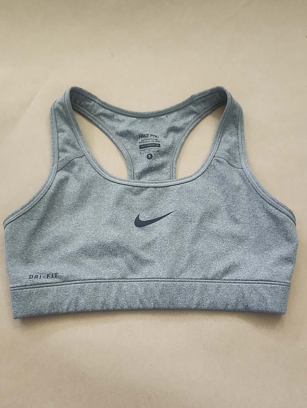 NIKE PRO Grey Racerback Dri-FIT Non-Padded Sports Bra